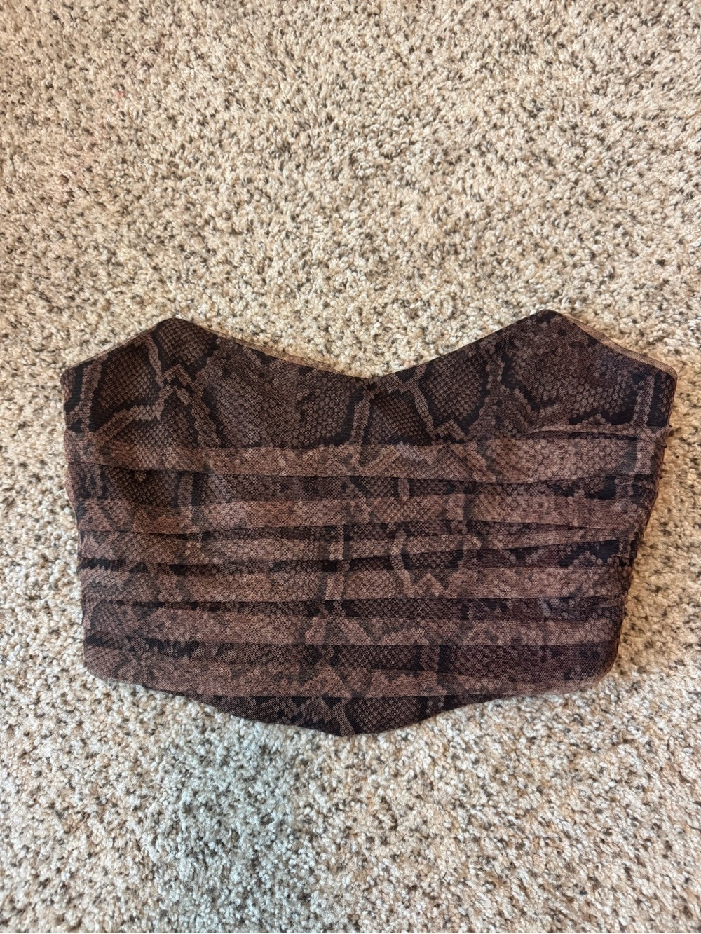 Zara Brown Snake Print Strapless Crop Top